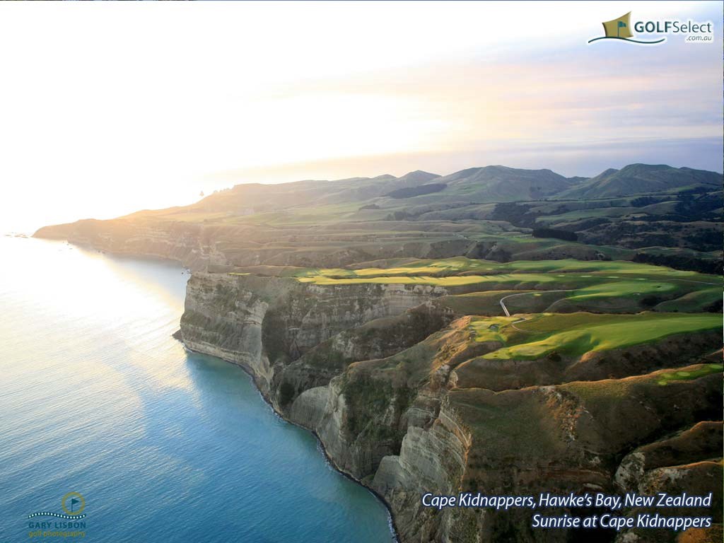 Golf Wallpaper – Cape Kidnappers Golf Course – Cape Kidnappers at Sunrise