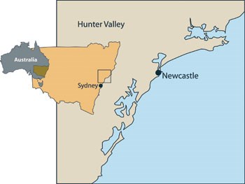 Hunter Valley, Port Stephens, Newcastle Location Map